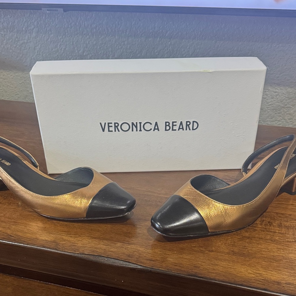 Veronica Beard Black and Gold Heels